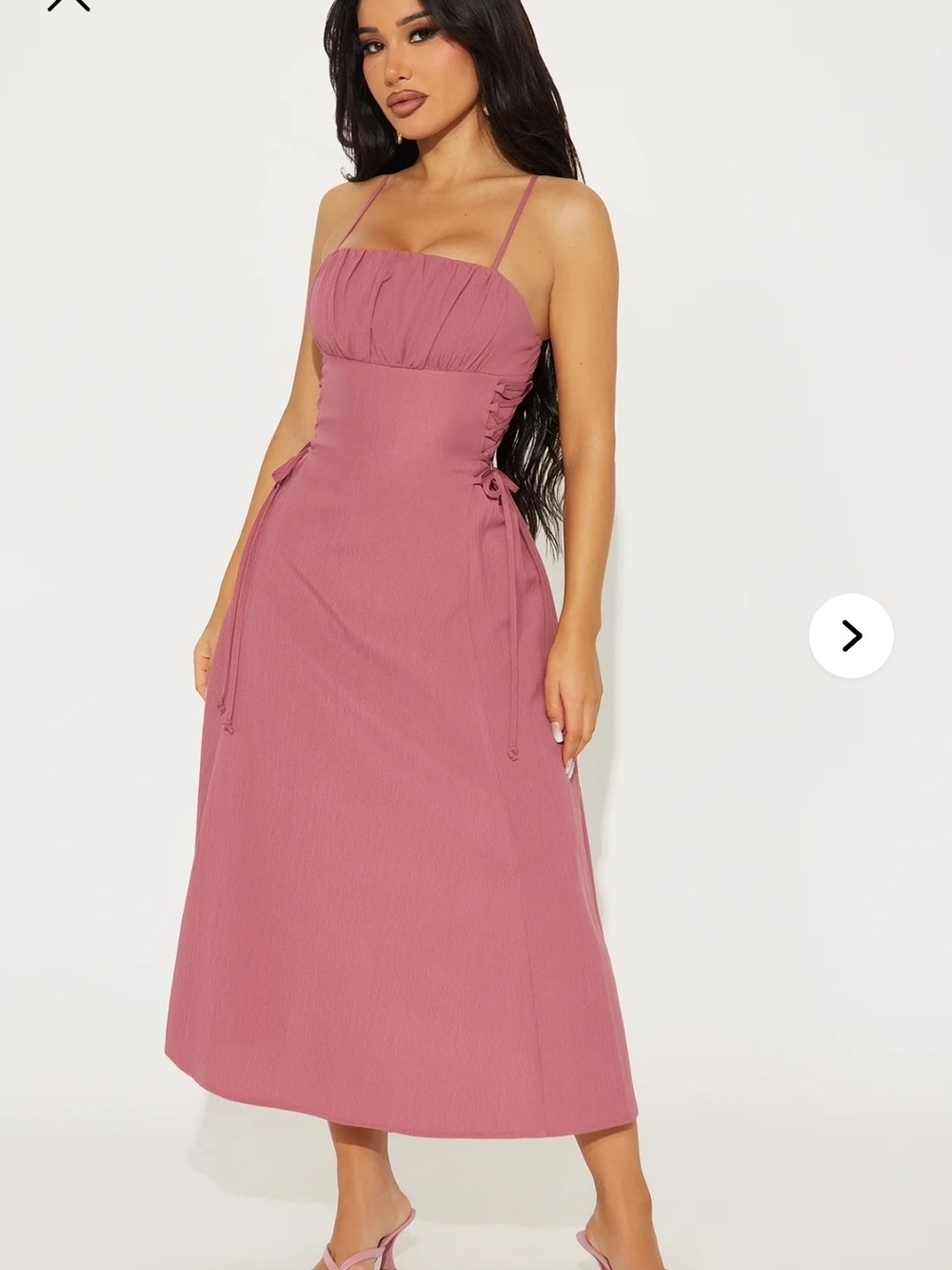 Fashion Nova Rose Pink Spaghetti Strap Midi Dress